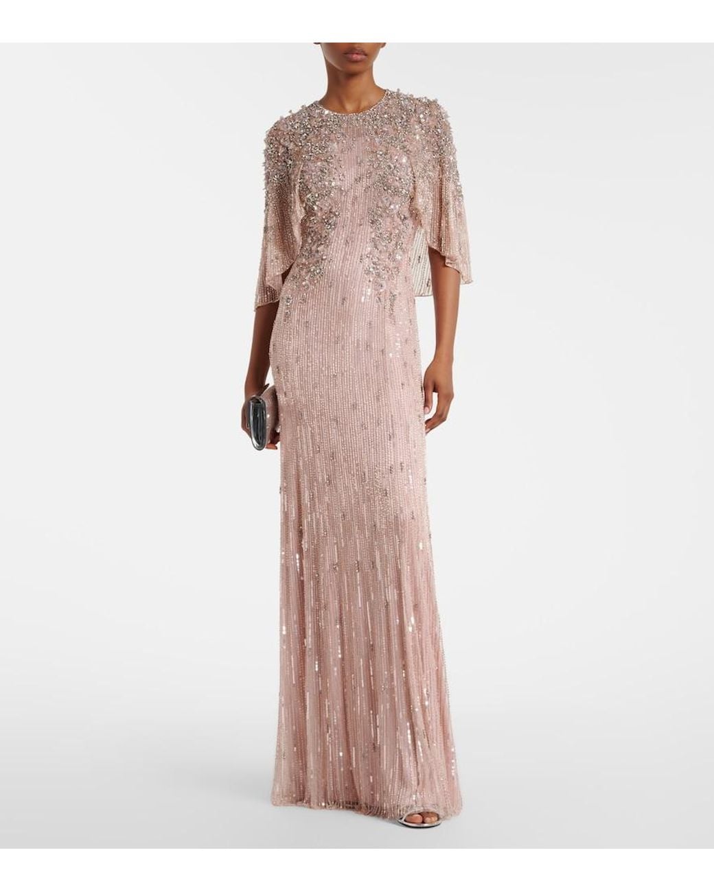 Jenny Packham Pink Astra Embellished Gown