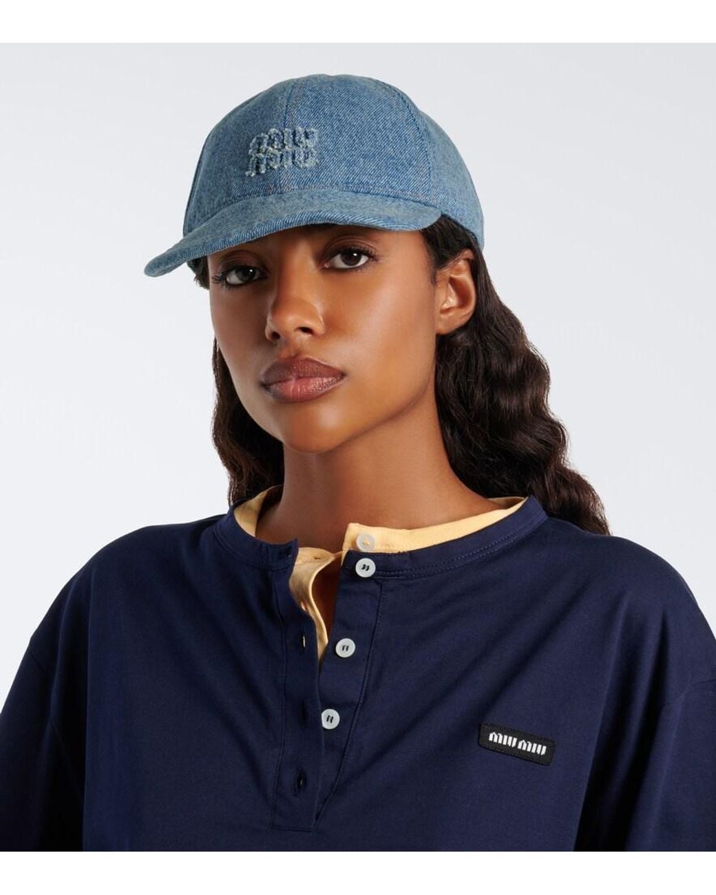 Miu Miu Blue Denim Baseball Cap