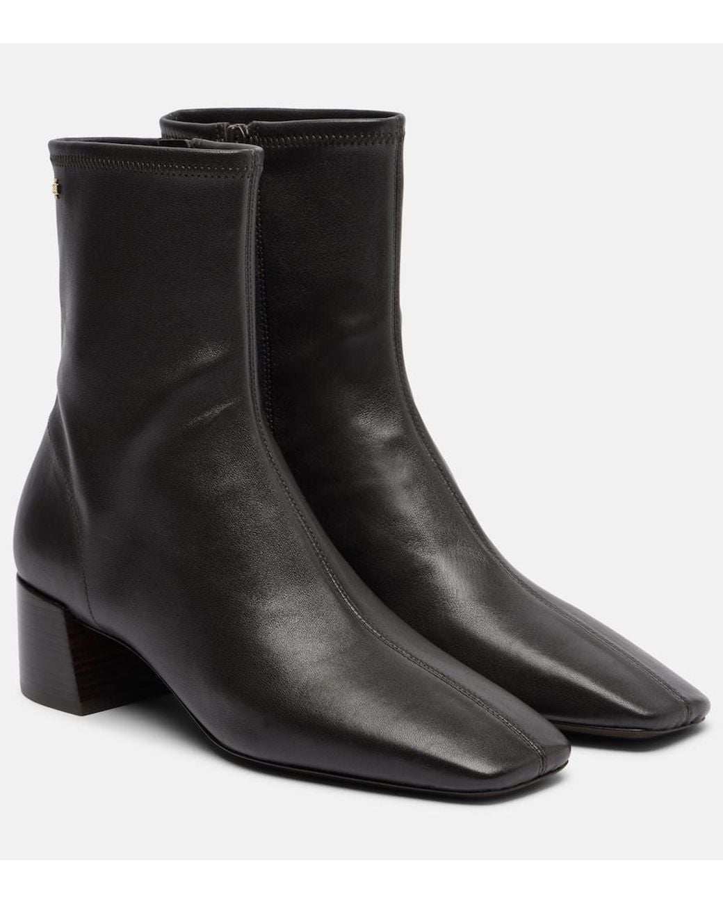 Tory Burch Black Stretch Leather Ankle Boots
