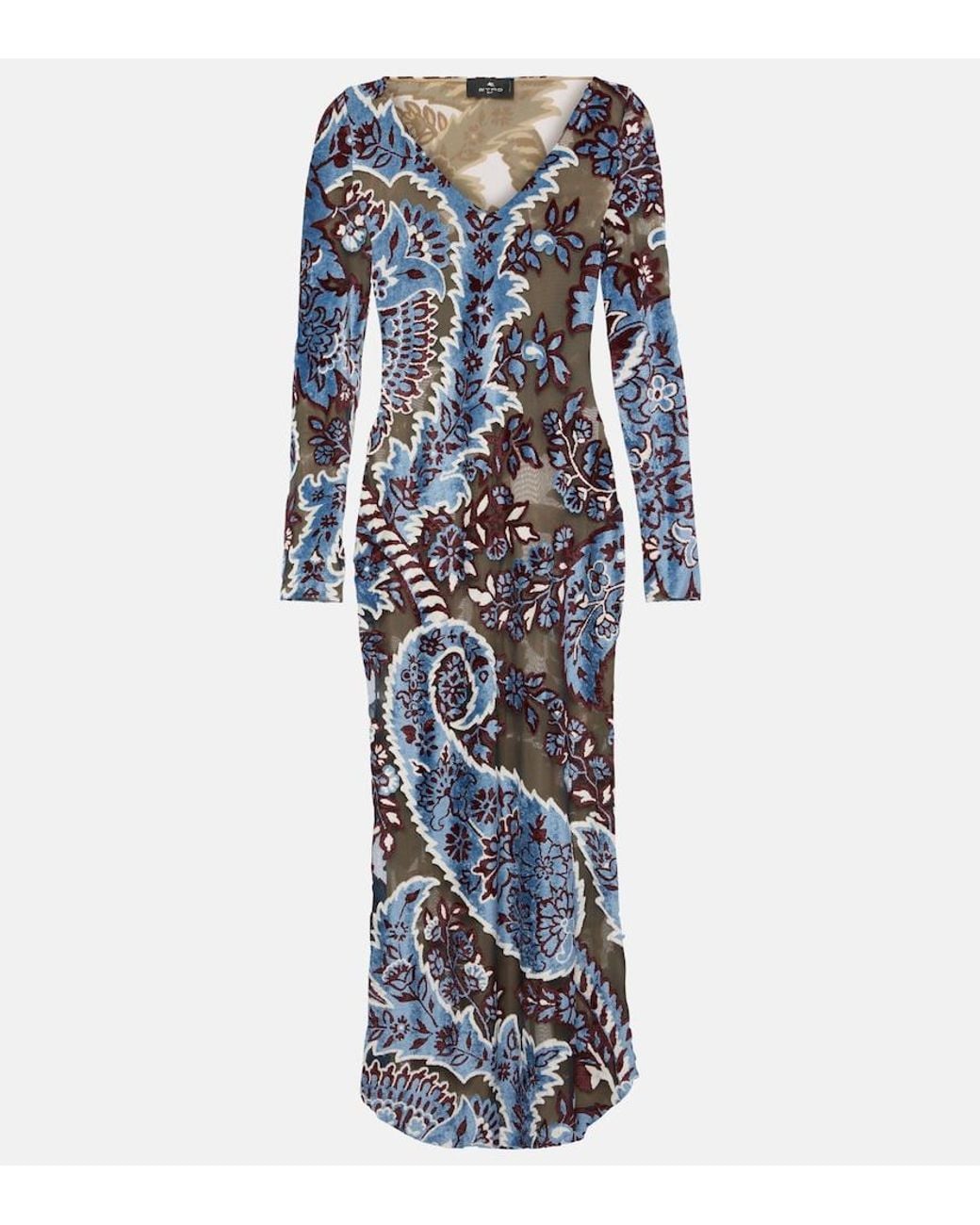 Etro Blue Dress With Jacquard Effect
