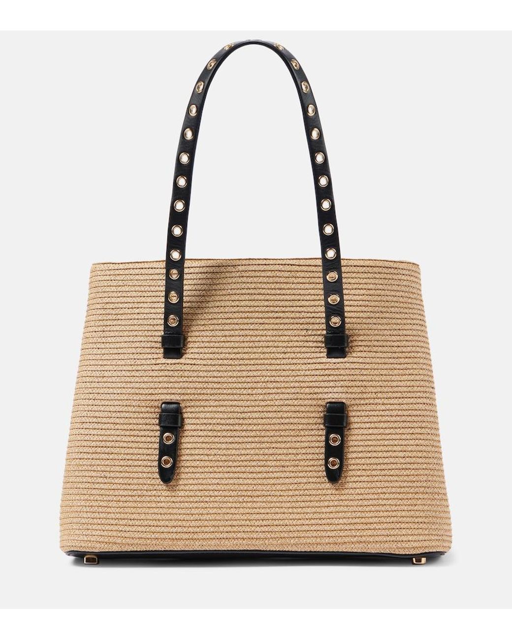 Alaïa Natural Straw Mina 25 Top-Handle Bag