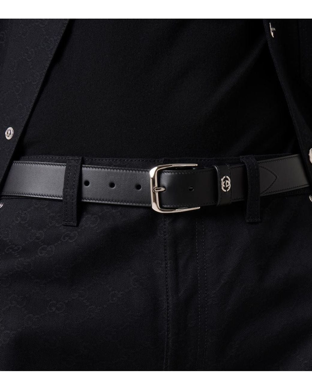 Gucci Guertel Gg Aus Leder in Black für Herren