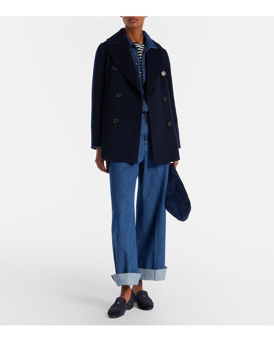 Tory Burch Blue Logo Suede Loafers