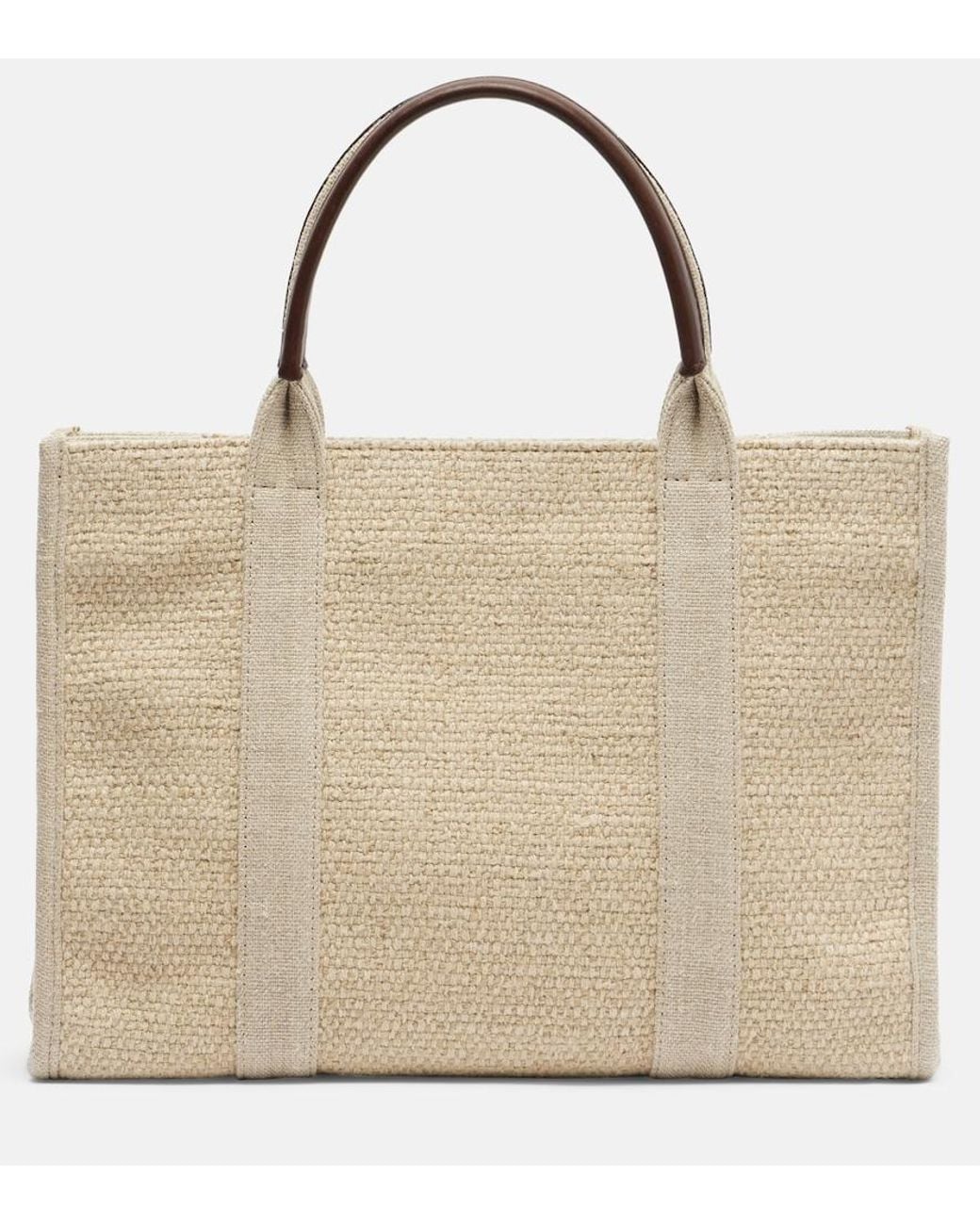 The Row Natural Georgia Medium Leather-Trimmed Canvas Tote Bag