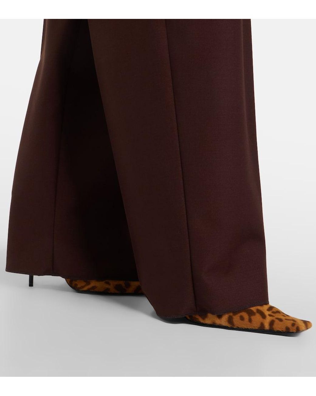 Saint Laurent Purple Wool And Mohair Wide-Leg Pants
