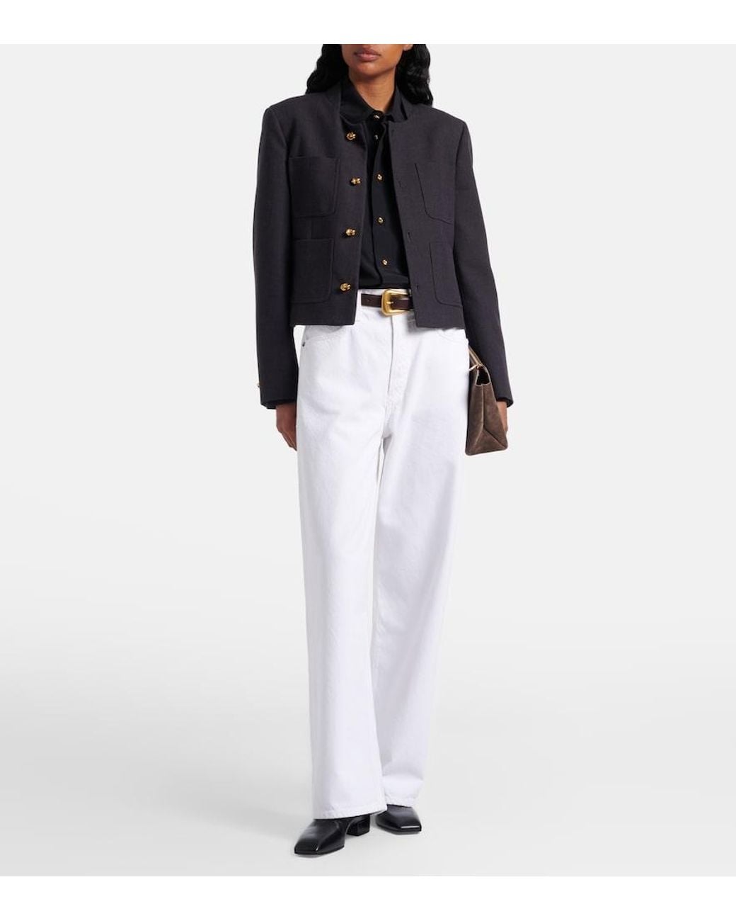 Agolde White Low Slung Baggy Wide-Leg Jeans