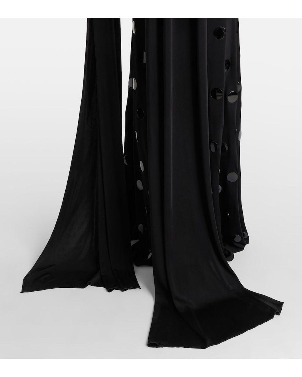 David Koma Black Embellished Scarf-Detail Jersey Gown