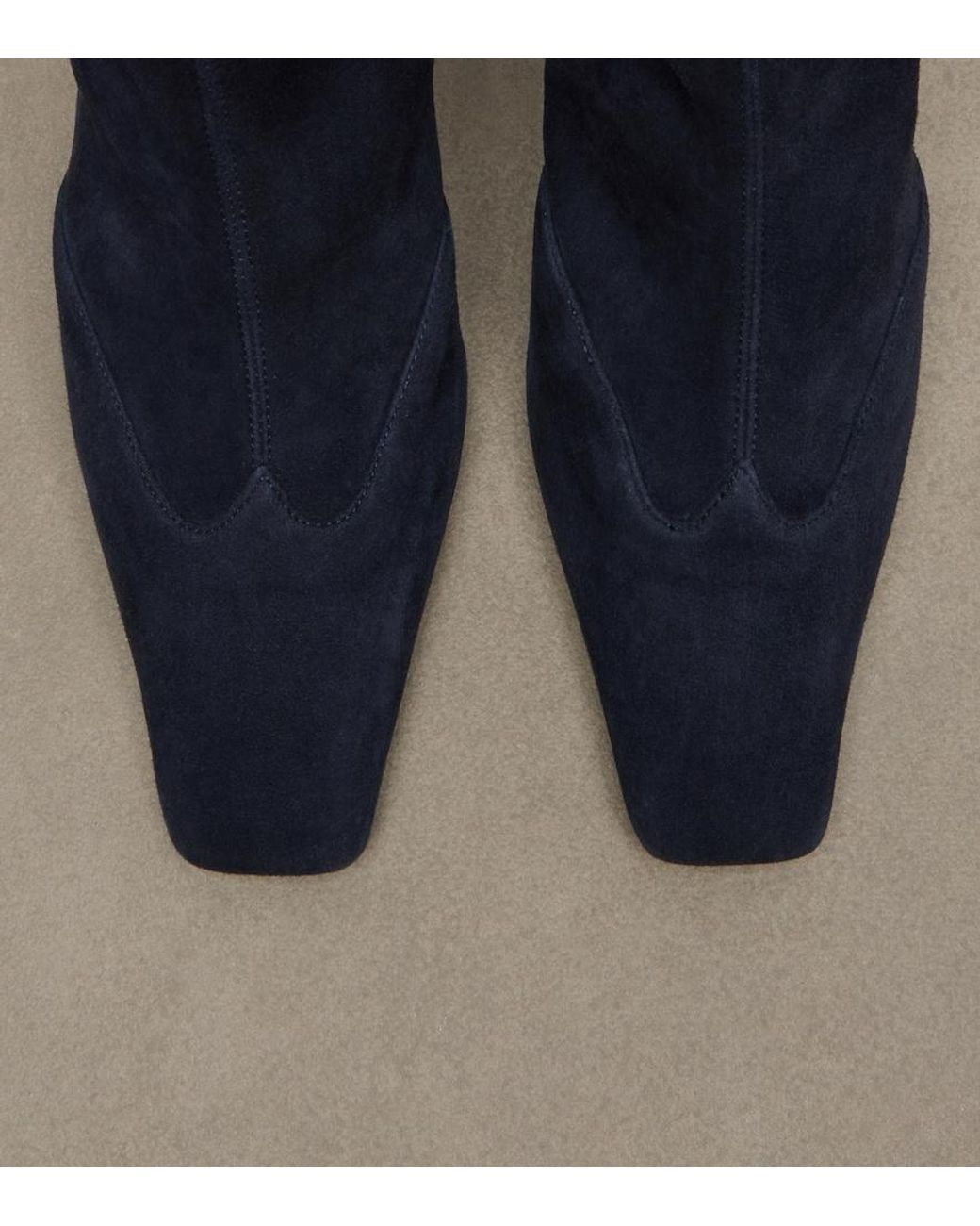 Khaite Blue Nevada Suede Ankle Boots