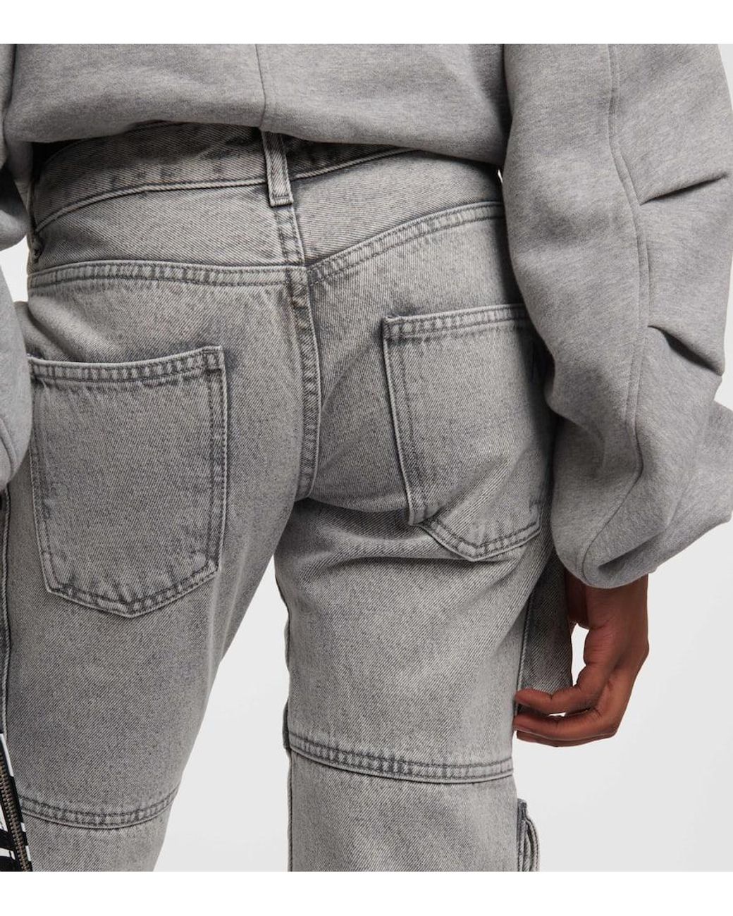 The Attico Gray Low-Rise Straight Cargo Jeans