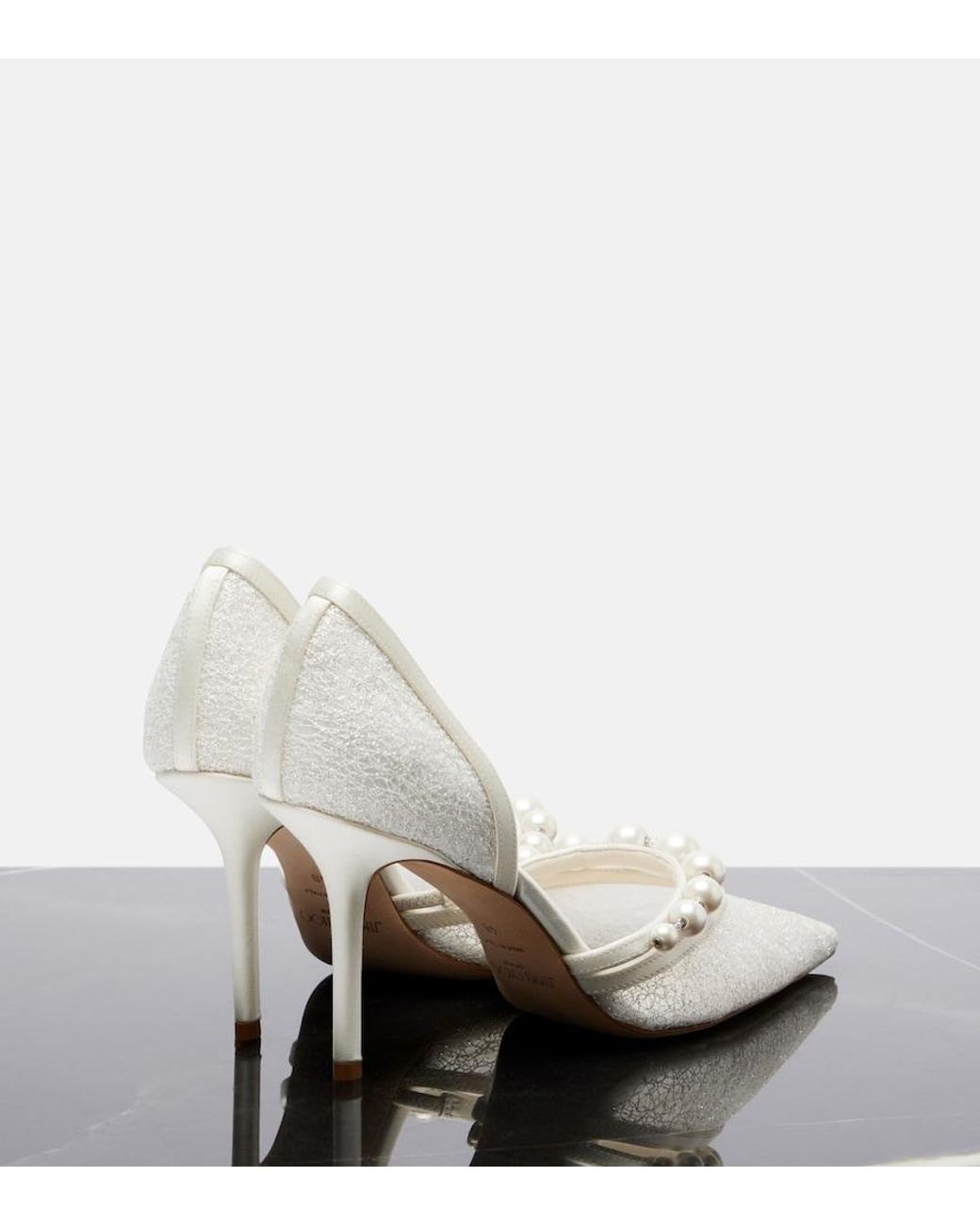 Jimmy Choo White Bridal Aurelie Glitter Pumps