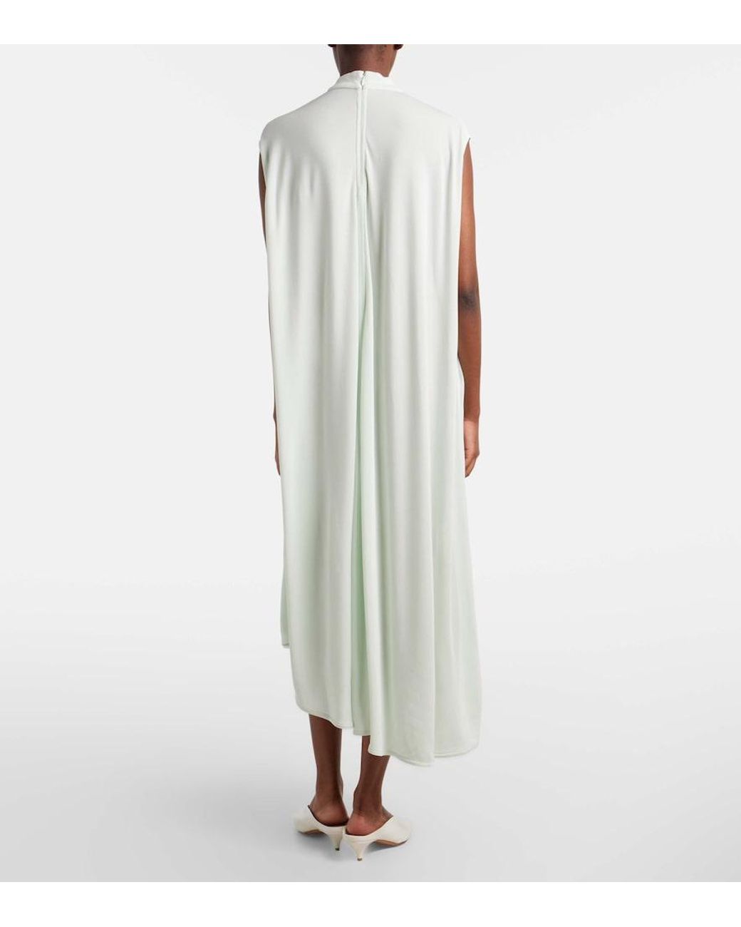 Bottega Veneta White Nodo Quadro Crepe Jersey Midi Dress