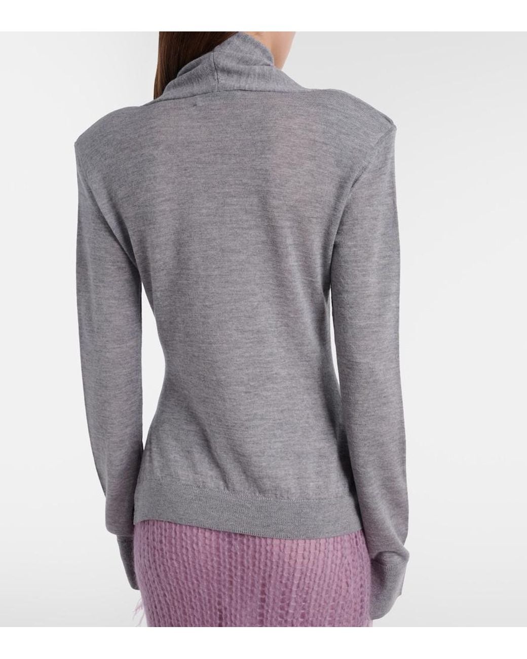 The Attico Gray Virgin Wool Turtleneck Sweater