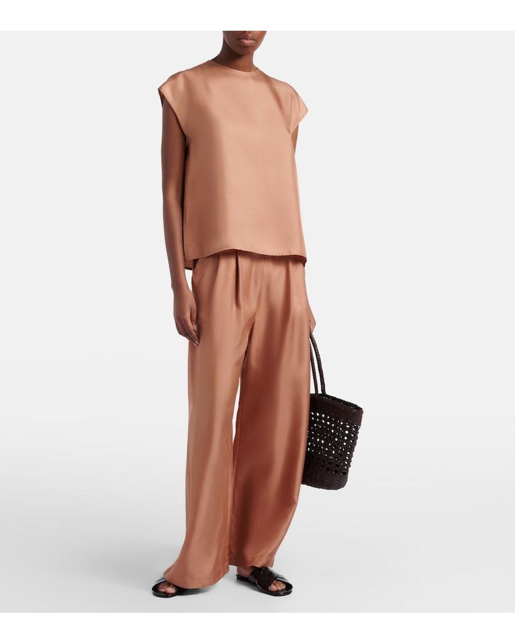 Asceno Natural Dasha Silk Twill Top