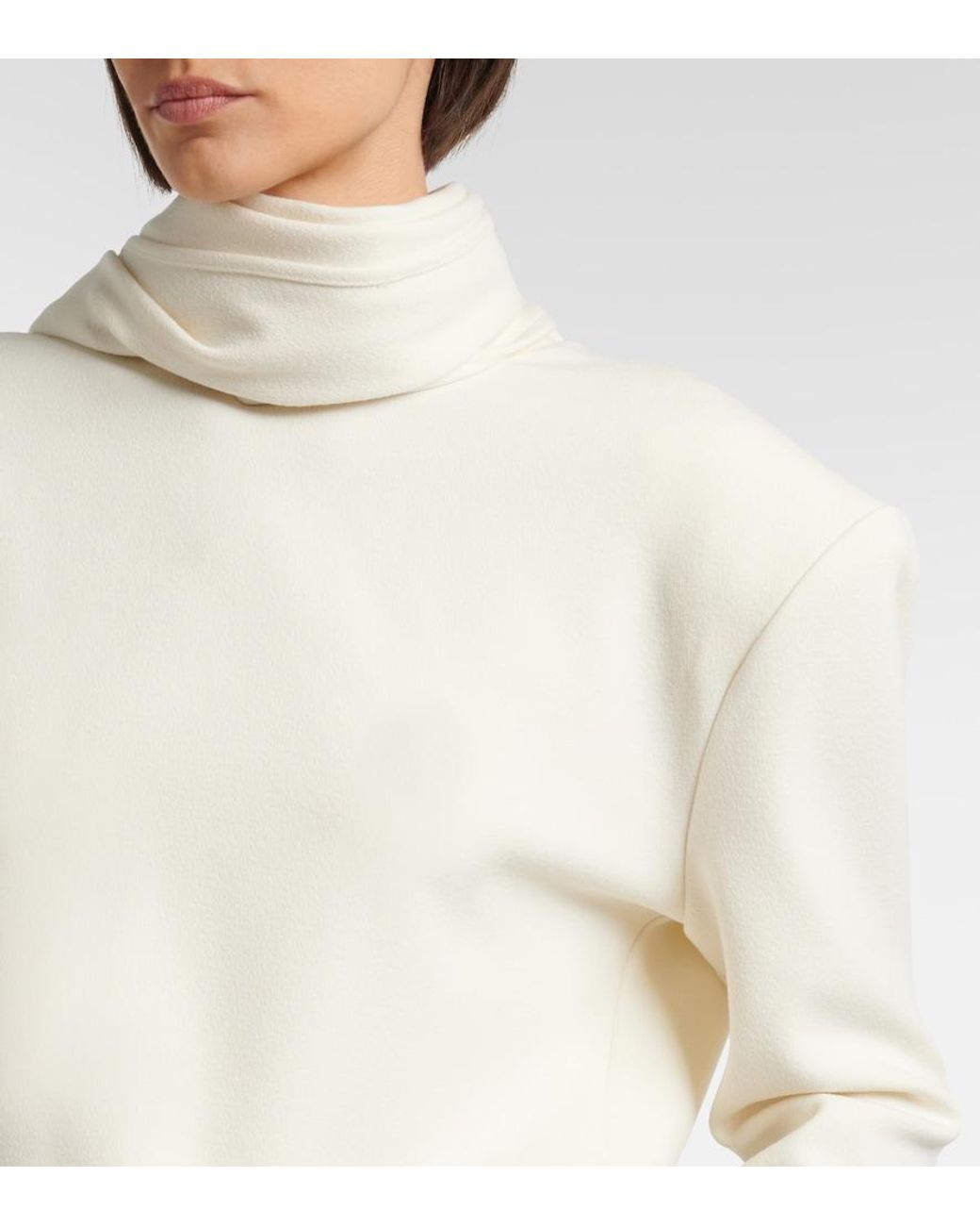 Magda Butrym White Draped Scarf-Detail Sweatshirt
