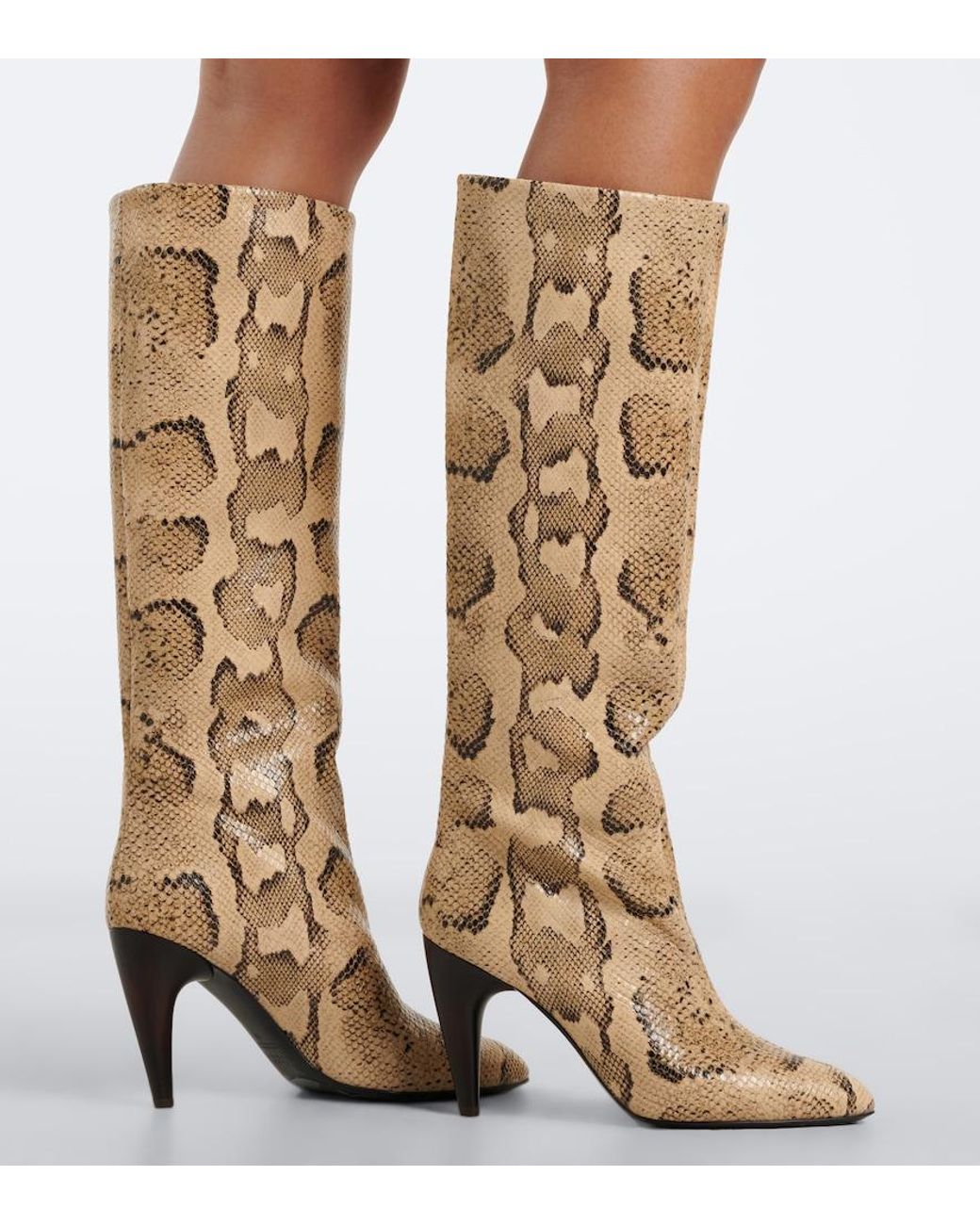 Isabel Marant Metallic Jany Snake-Effect Leather Knee-High Boots
