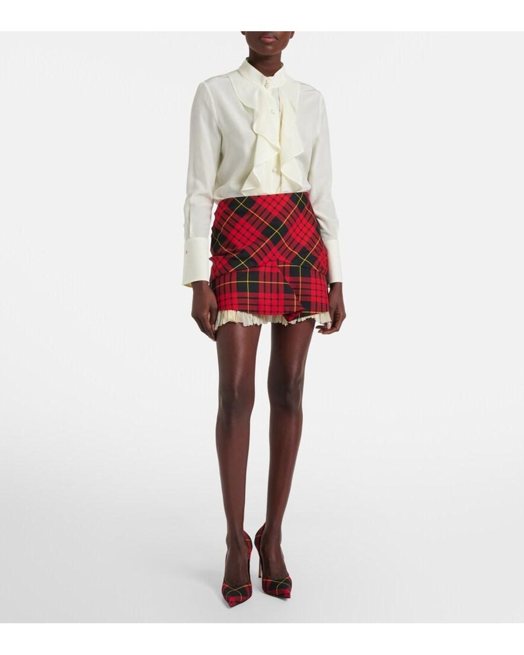 Alexander McQueen White Ruffled Silk Blouse