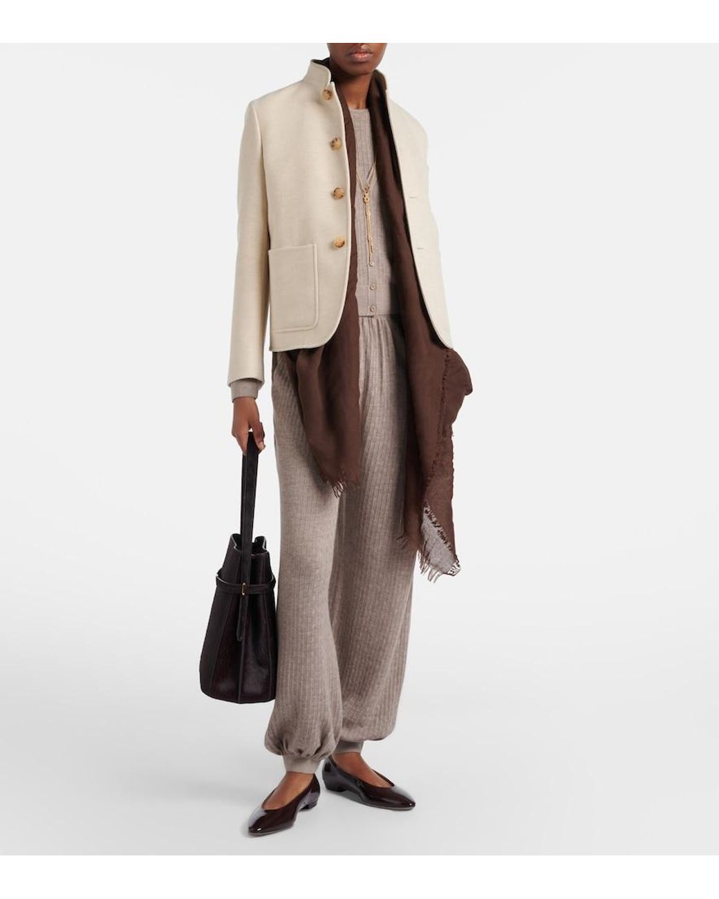 Loro Piana Gray Cashmere And Silk Tapered Pants