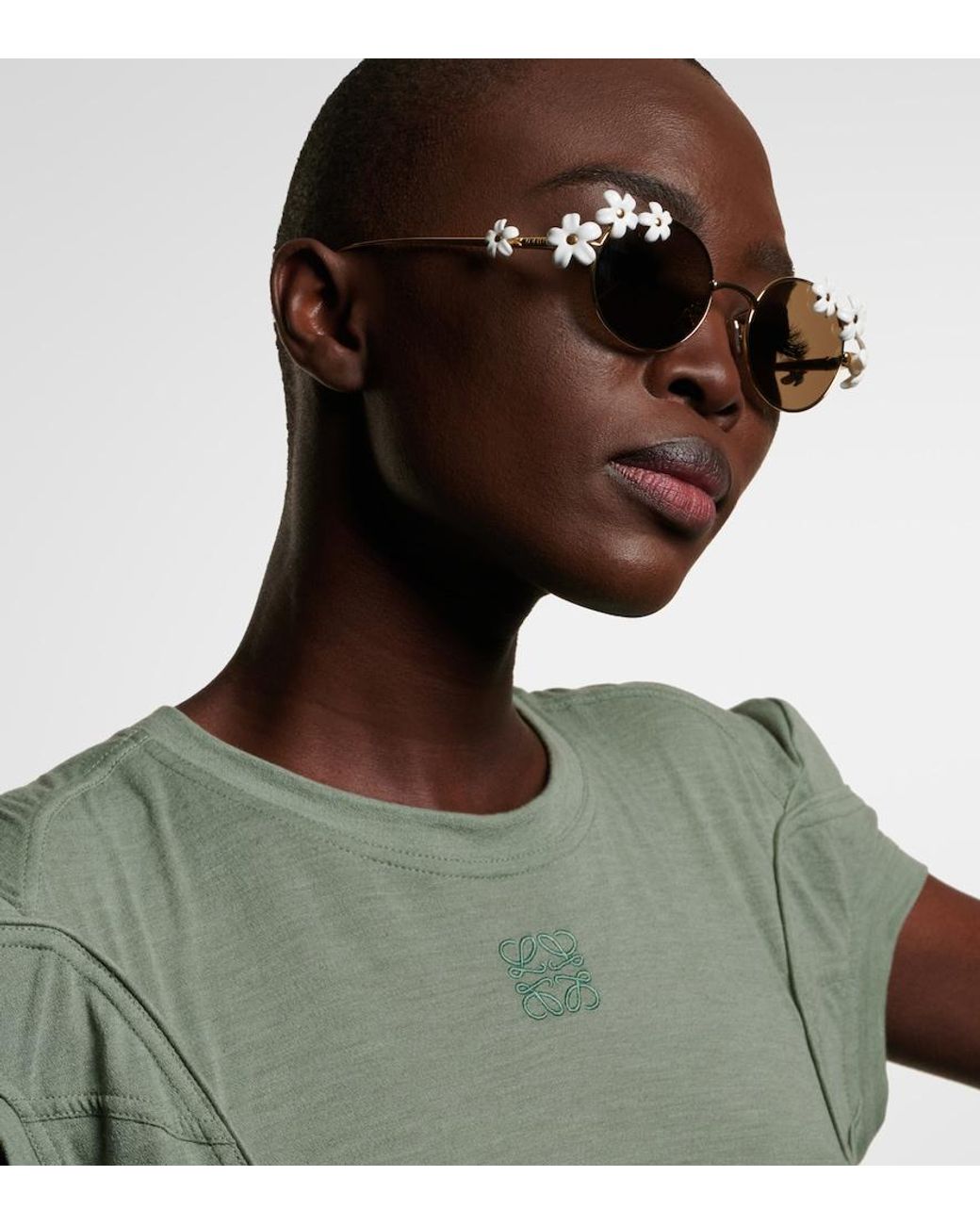 Loewe Brown Paula's Ibiza Daisy Field Round Sunglasses