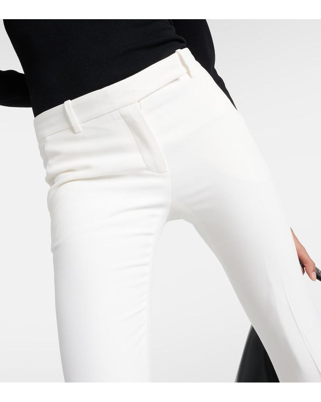McQueen White Flared Mid-rise Crepe Trousers