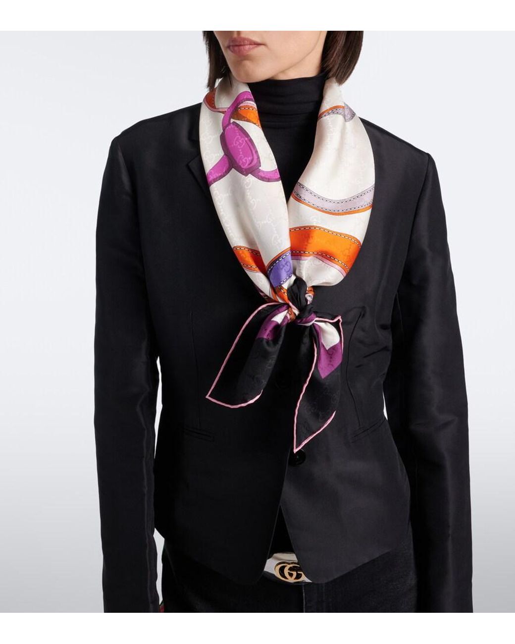 Gucci Blue Printed Silk Twill Scarf