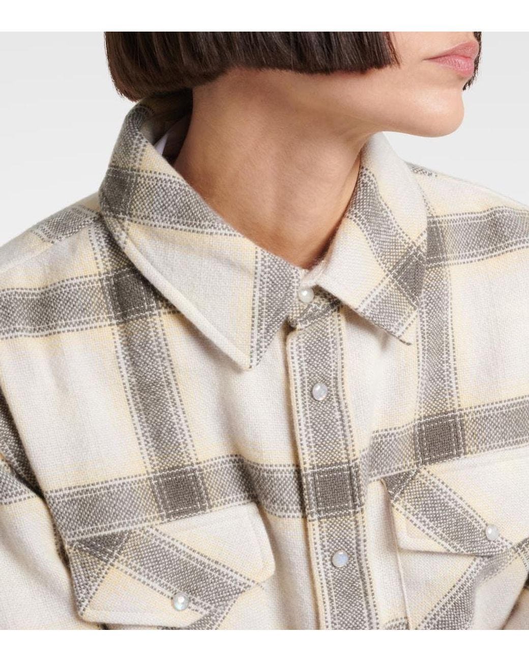God's True Cashmere Natural Moon Plaid Cashmere Shirt