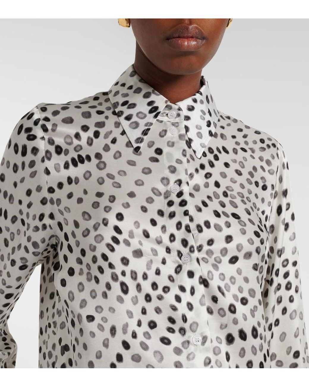 Nina Ricci White Printed Satin Blouse