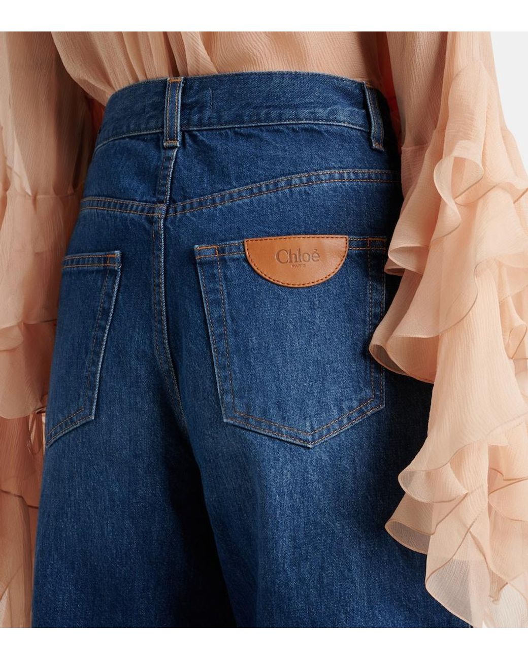 Chloé Blue Mid-Rise Wide-Leg Jeans