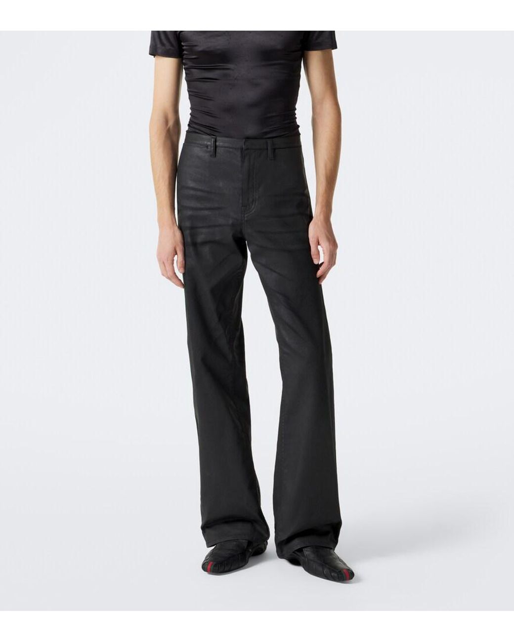 Jeans Anchos Con Web Gucci de hombre de color Gray