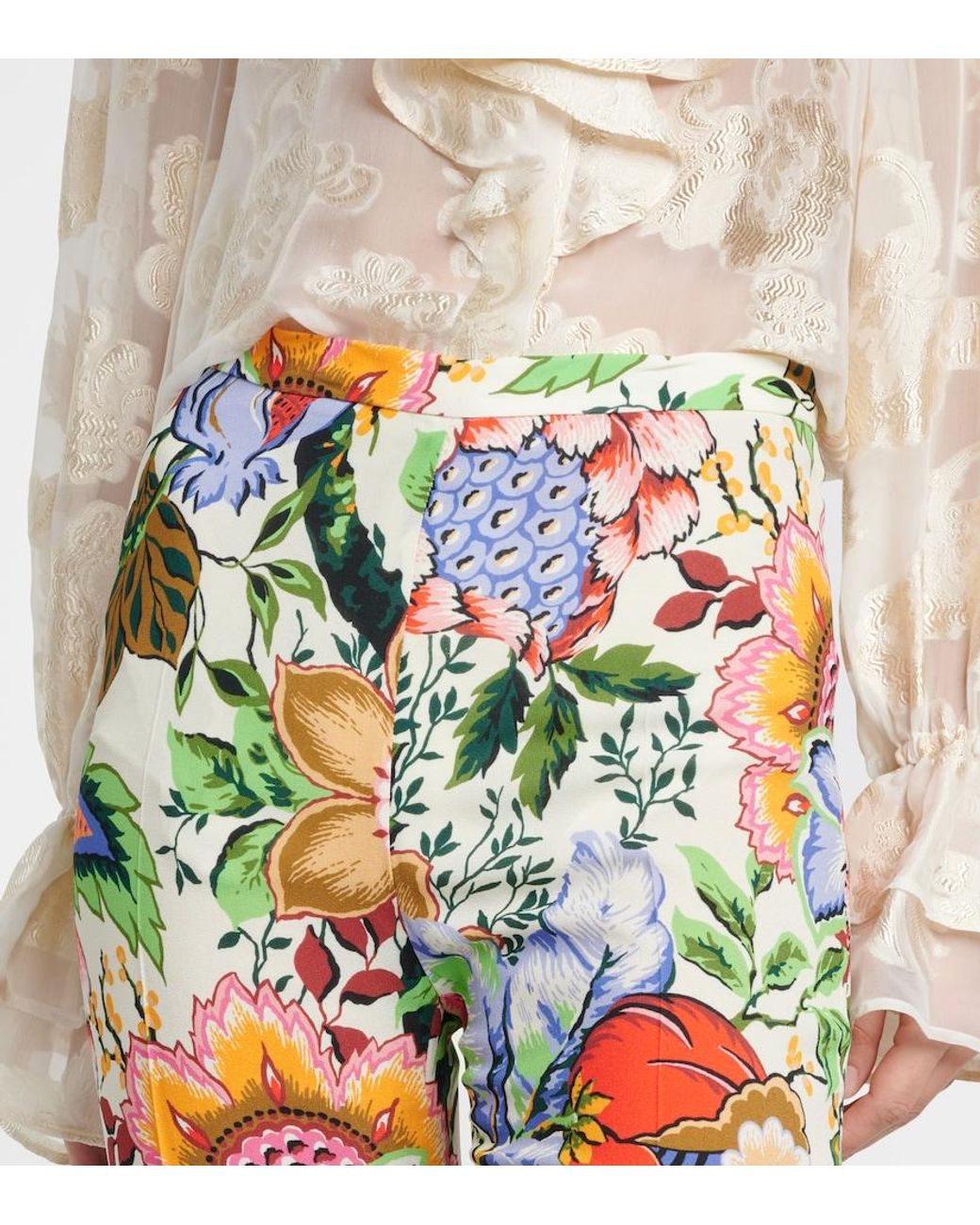 Etro White Printed Viscose Trousers