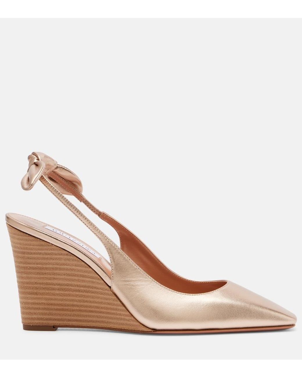 Aquazzura Brown Very Bow Tie 85 Leather Wedges