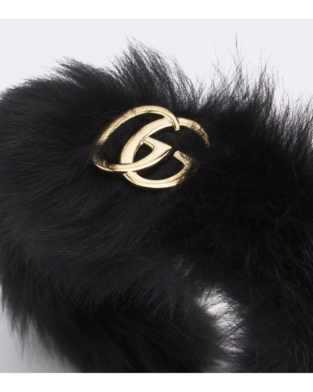 Gucci Black Double G Shearling Headband