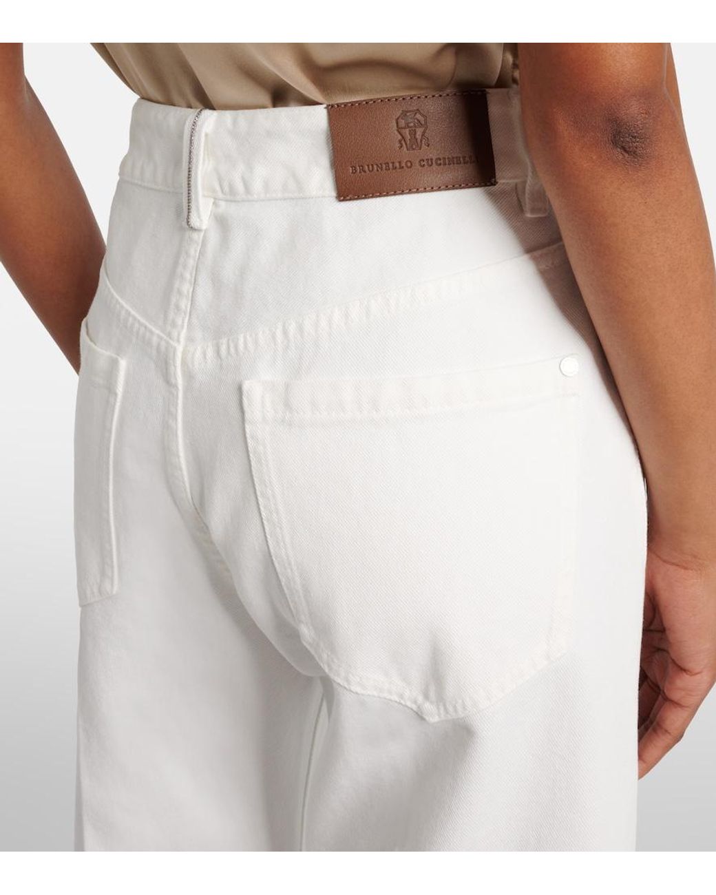 Brunello Cucinelli White Mid-Rise Wide-Leg Jeans