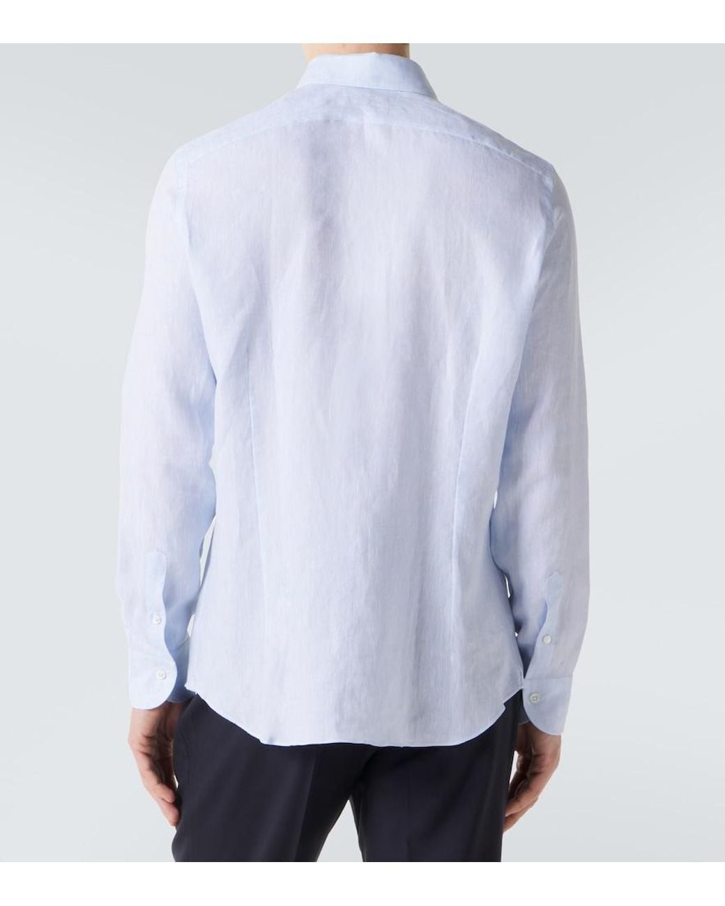Thom Sweeney Blue Linen Shirt for men