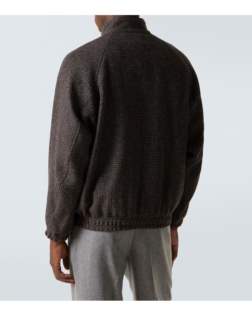 AURALEE Wool, Alpaca, And Silk Tweed Blouson Jacket in Black for