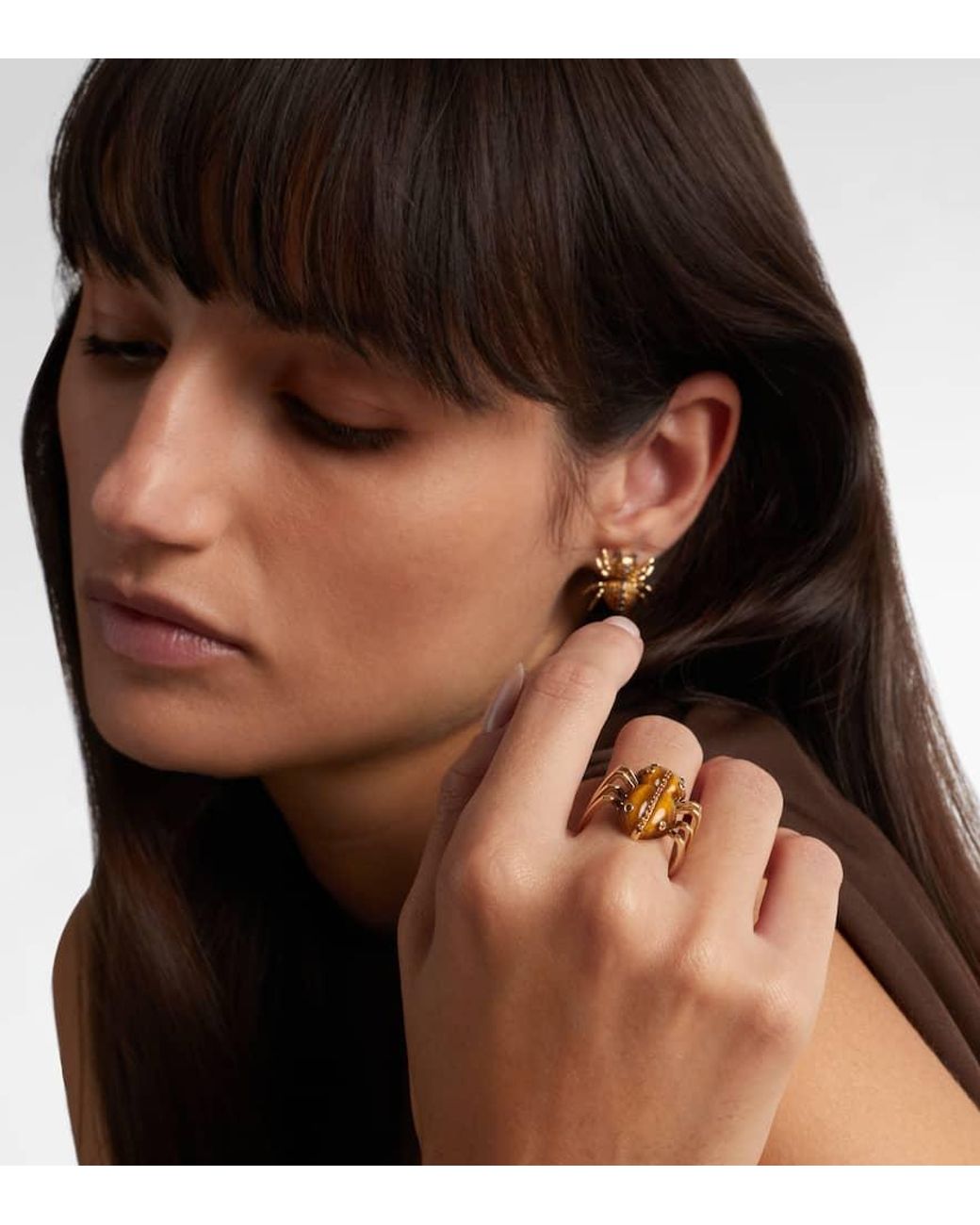 Yvonne Léon Metallic Ring Araignee Aus 9Kt Gelbgold (375/1000) Mit Edelsteinen