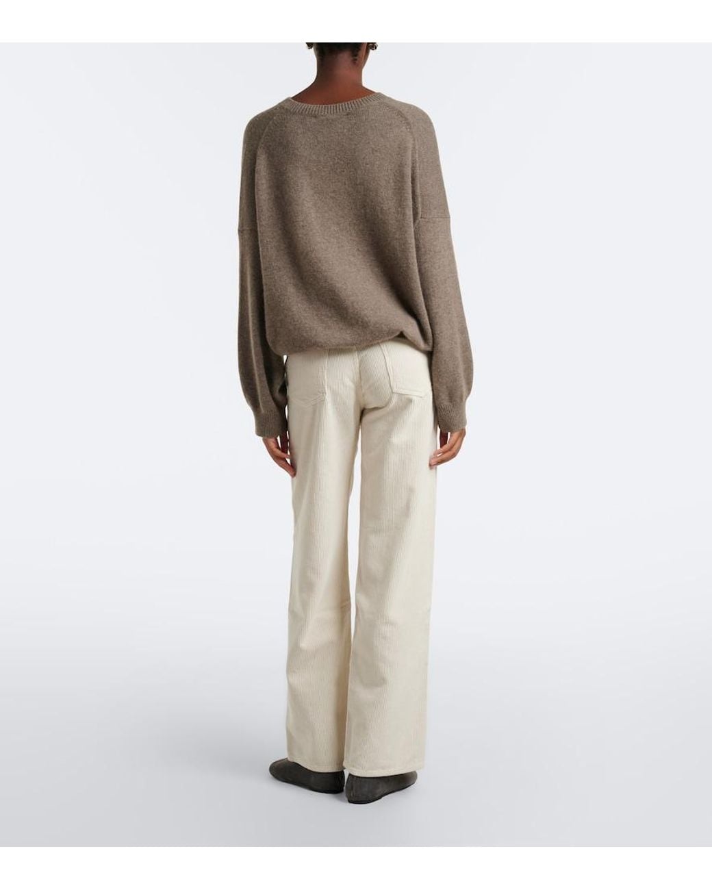 Agolde White Ren Cotton Corduroly Wide-Leg Pants