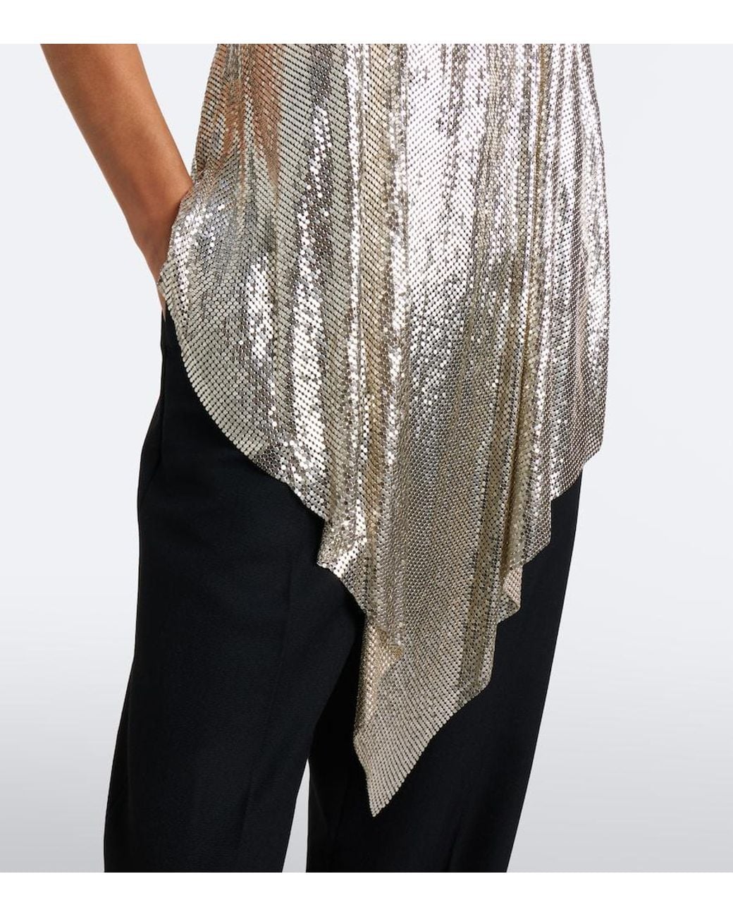 Stella McCartney White Asymmetric Open-Back Chainmail Top