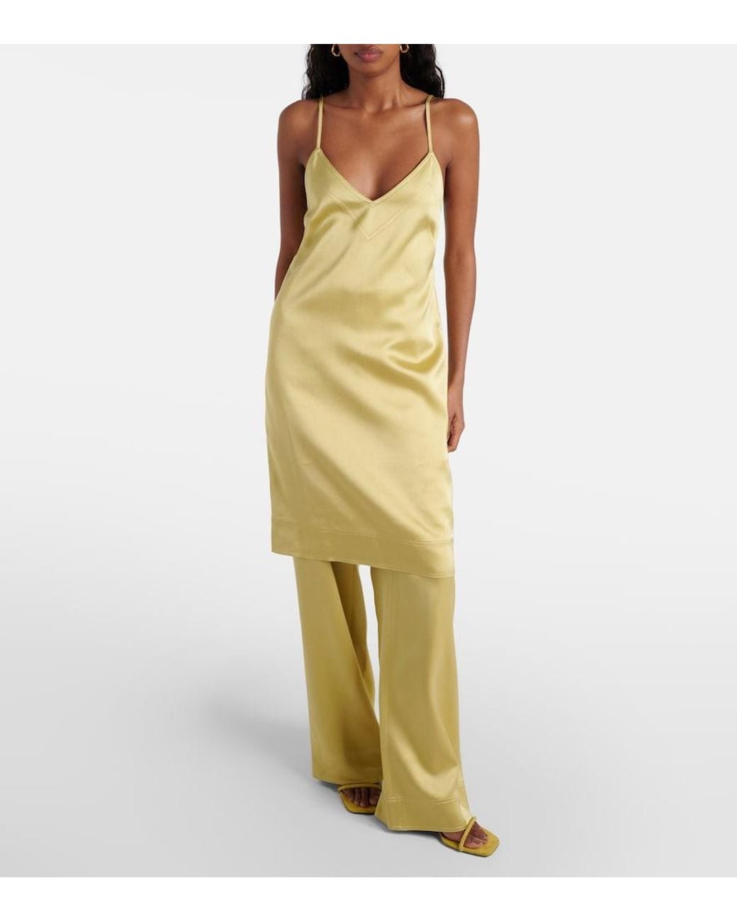 Totême  Yellow Satin Slip Dress