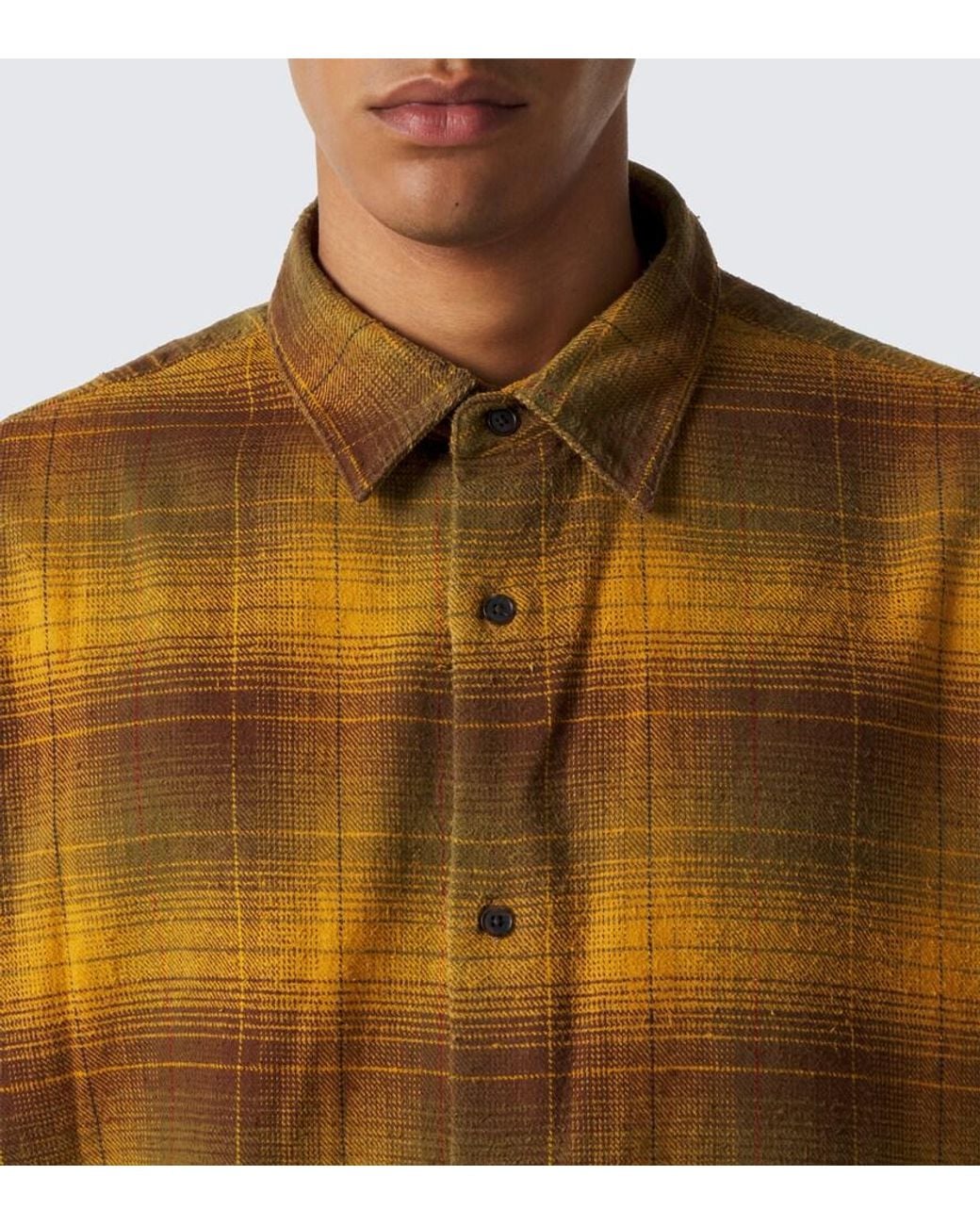 A.PRESSE Orange Checked Cotton And Silk Twill Shirt for men