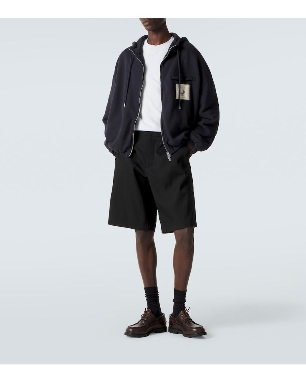 Jacquemus Black Torneo Cotton Fleece Zip-Up Hoodie for men