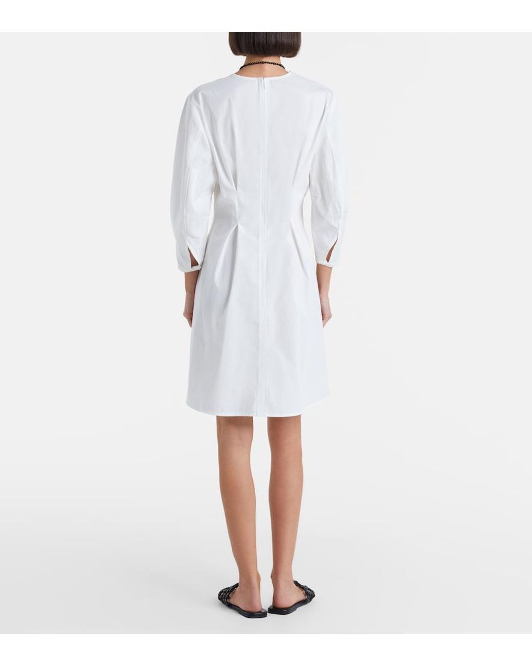 Totême White Pleated Cotton Minidress