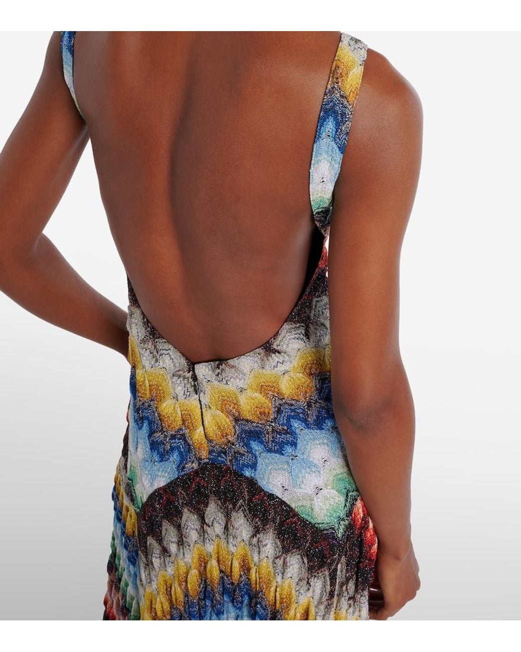 Missoni White Open-Back Lame Maxi Dress