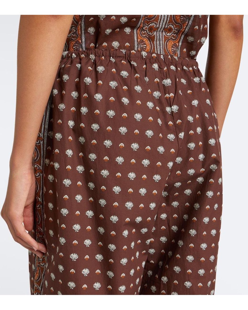 Doen Brown Yarrow Printed Cotton Tapered Pants