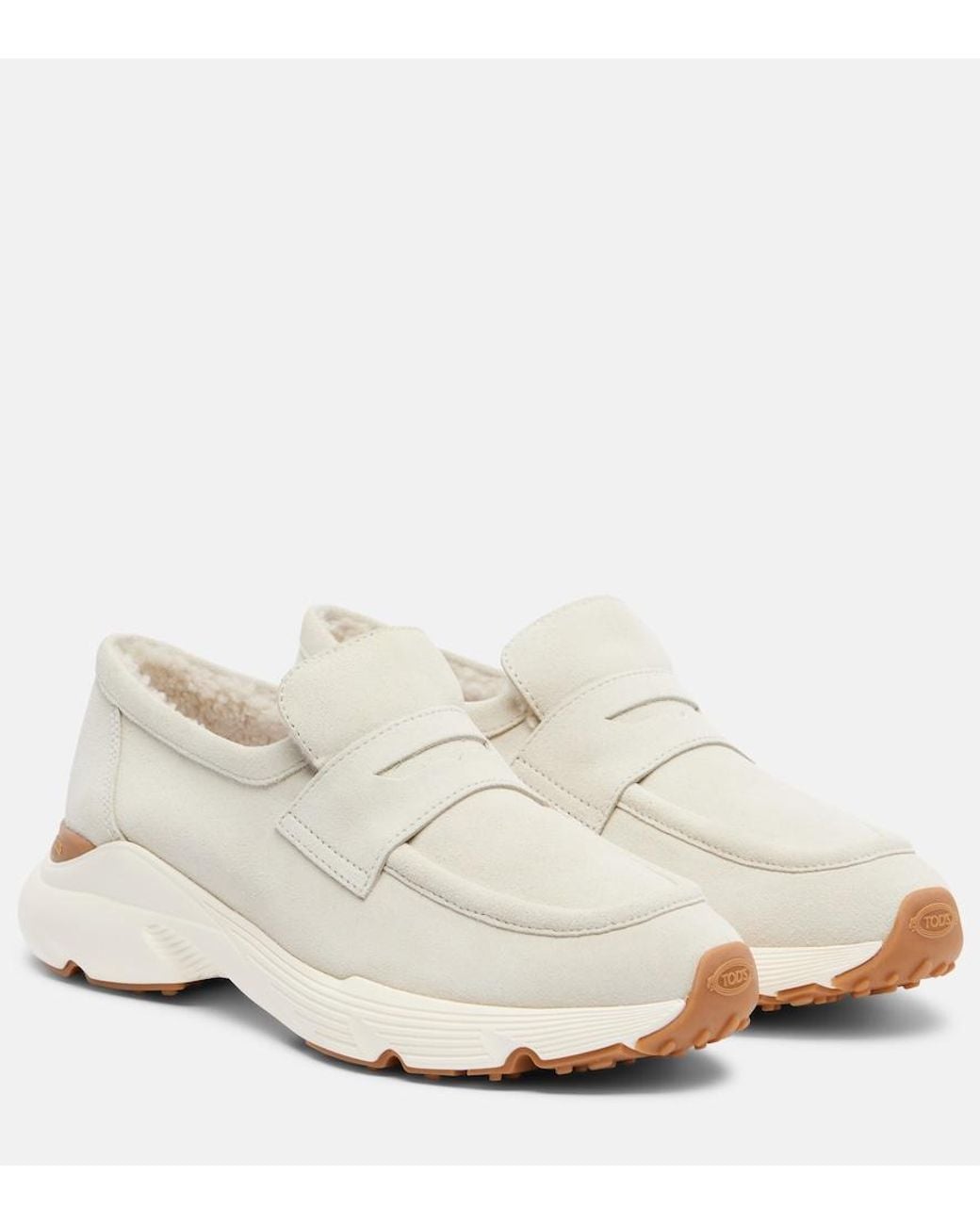 Tod's White Sport Run Suede Loafers