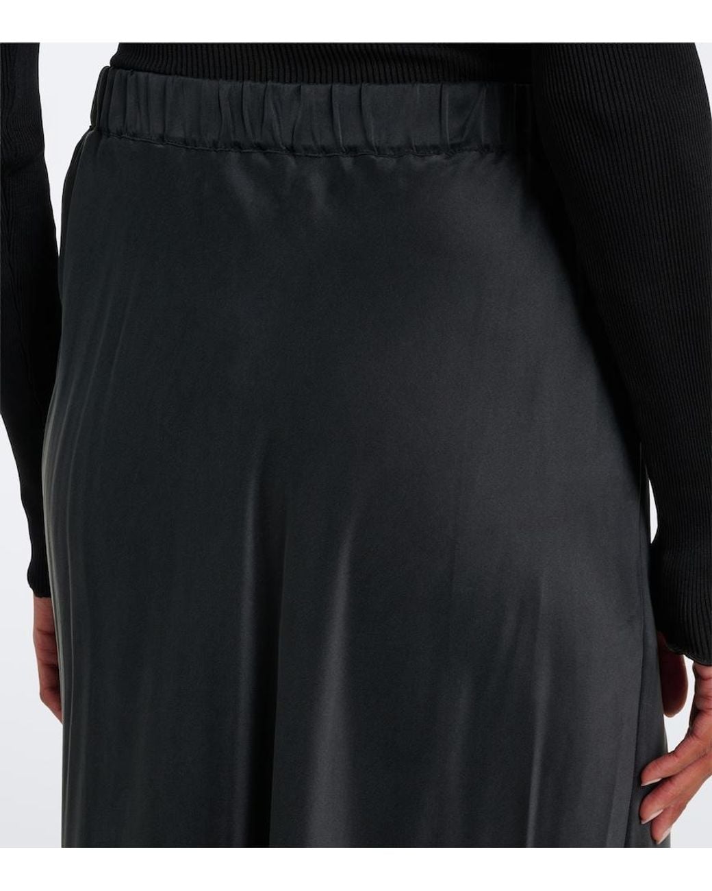Velvet Black Kristin Lace-Trimmed Silk Maxi Skirt