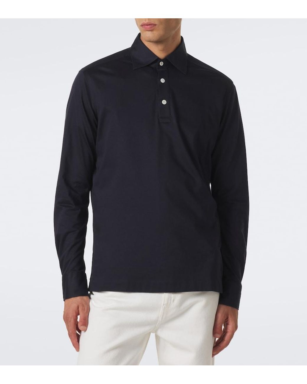 Kiton Blue Cotton Polo Shirt for men