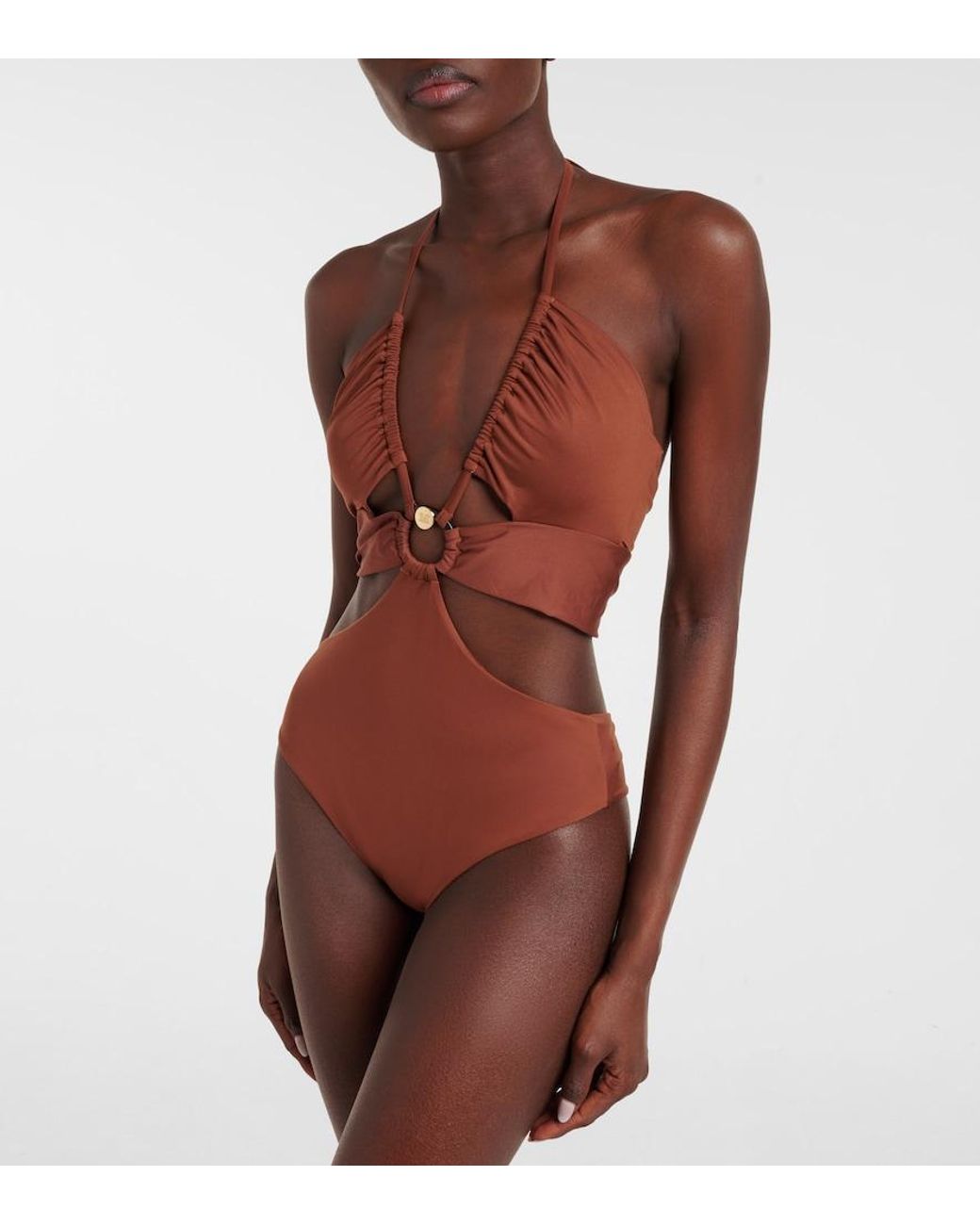 Max Mara Brown Cleopatra Cutout Swimsuit