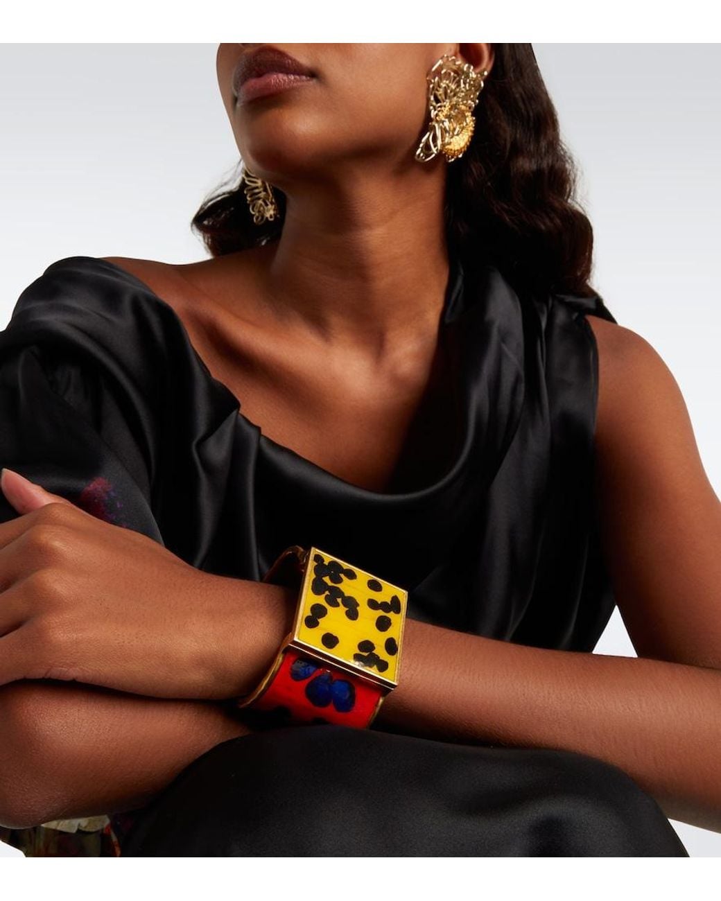 Dries Van Noten Orange Enamel Cuff Bracelet