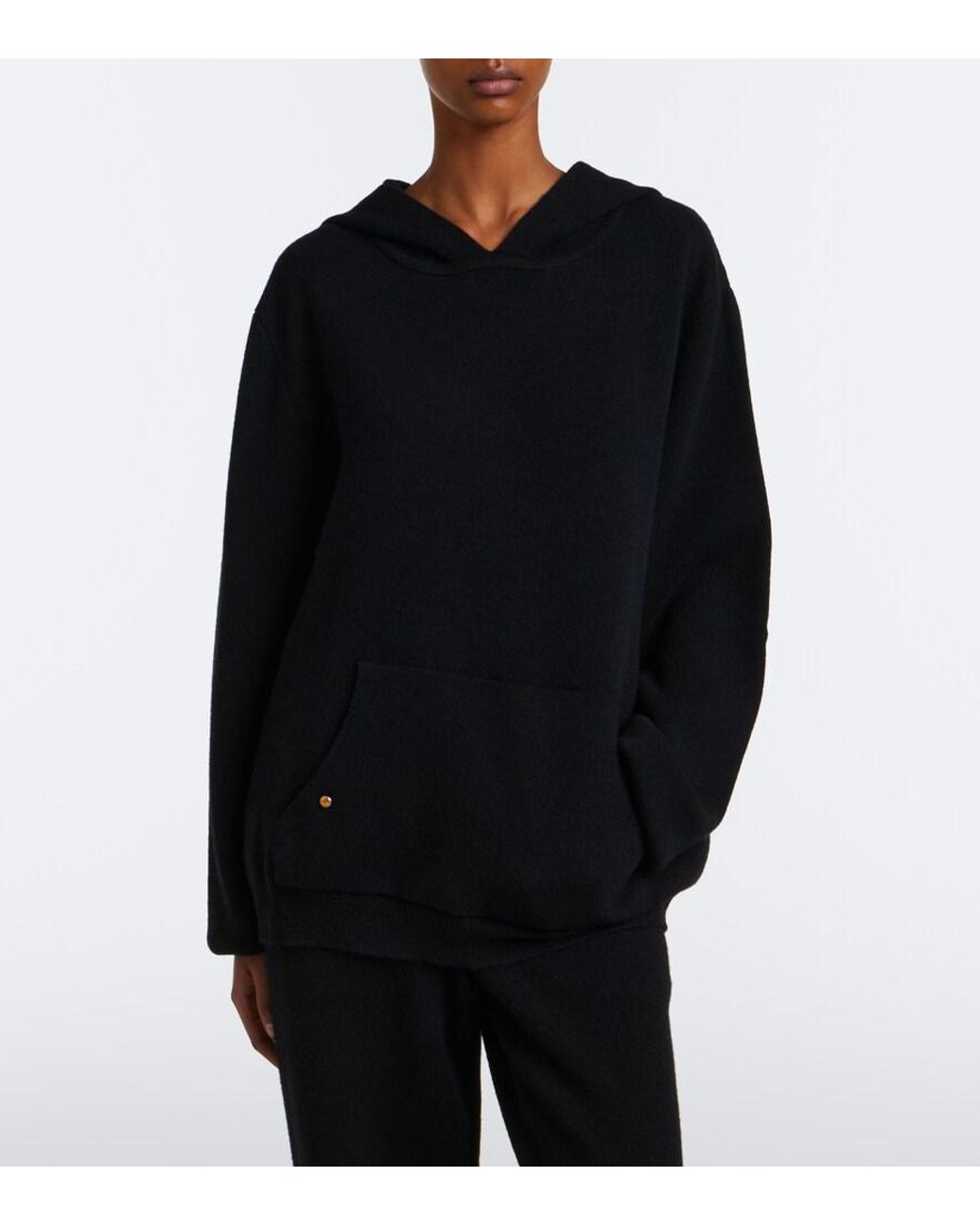 God's True Cashmere Black Milano Cashmere Hoodie With Tiger's Eye