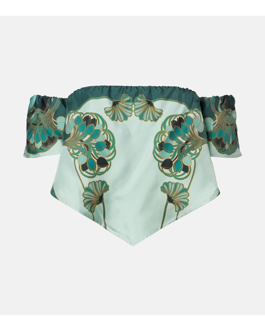 LaDoubleJ Green Sand Dollar Printed Silk Top